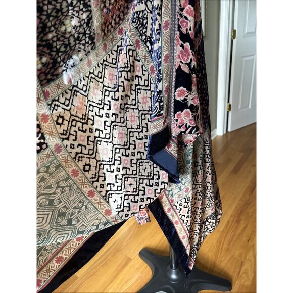 ANTHROPOLOGIE Frida Akemi + Kin Burnout silk Velvet Kimono tunic O/S Multi clr - Picture 13 of 16